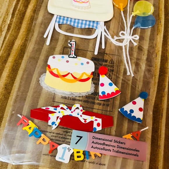 RARE Jolee’s 7pc Dimensional First Birthday Stickers - Picture 3 of 4